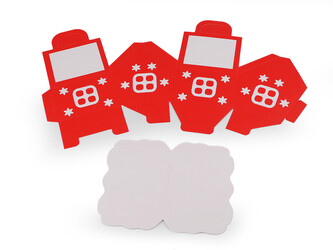 Vánoční dárková krabička domeček - 10 ks - červená