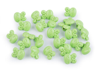 Knoflík dětský velikost 28" zajíc - 25 ks - 3 zelená sv.