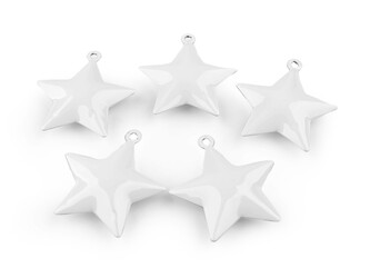 Rolničky stromeček, hvězda - 5 ks - 5 bílá hvězda