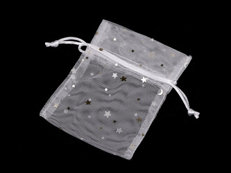 Dárkový pytlík hvězda 10x13 cm tylový - 10 ks - 1 bílá