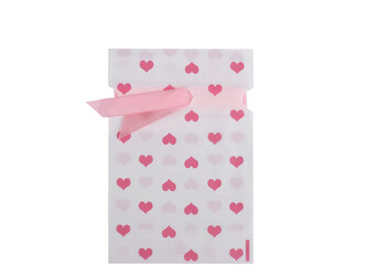 Sáček s atlasovou stuhou 12x17,5 cm - 50 ks - bílá růžová