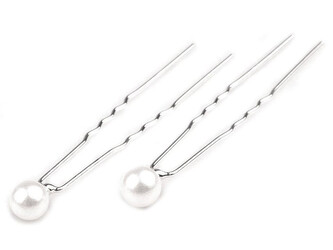 Vlásenka s perlou Ø8 mm - 20 ks - 1 bílá perleť