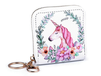 Peněženka / klíčenka jednorožec 9x9 cm - 1 ks - 1 bílá