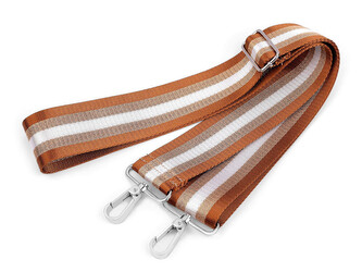 Textilní ucho / popruh na tašku s karabinami šíře 5 cm - 1 ks - 3 hnědá koňak měděná