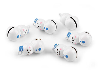 Rolničky sněhulák - 2 ks - 2 bílá modrá