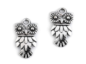 Přívěsek sova 11x18 mm - 20 ks - 1 platina s patinou