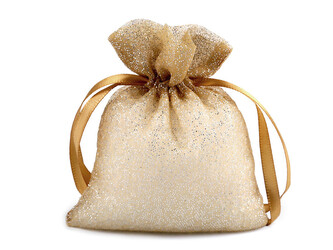 Dárkový pytlík 10x13 cm organza s glitry - 10 ks - 3 zlatá