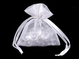 Dárkový pytlík s kovovým leskem 8x10,5 cm organza shine - 10 ks - 1 bílá