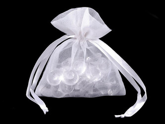 Dárkový pytlík s kovovým leskem 8x10,5 cm organza shine - 10 ks - 1 bílá
