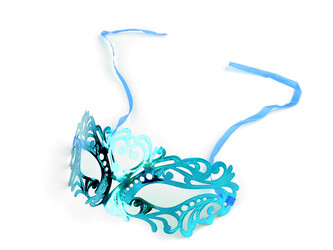 Karnevalová maska - škraboška metalická - 1 ks - 5 tyrkysová