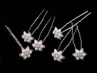 Perlová vlásenka květ Ø17 mm - 20 ks - bílá stříbrná