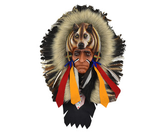 Závěsná dekorace Indiánský náčelník s vlkem 45 cm - var. D