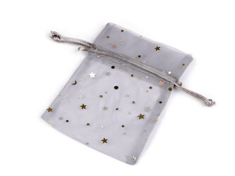 Dárkový pytlík hvězda 10x13 cm tylový - 10 ks - 2 šedá
