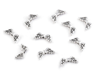 Ozdobný díl křídla 7x15 mm - 50 ks - platina s patinou