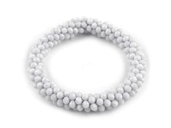 Náramek / gumička z broušených korálků - 1 ks - 24 Off White