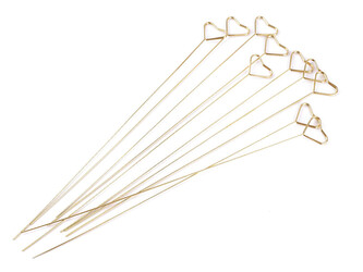 Kovový zápich / držák na foto, přání - hvězda, srdce - 10 ks - 1 zlatá srdce