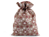 Vánoční dárkový pytlík vločky 20x30 cm - 10 ks - 3 přírodní stř.