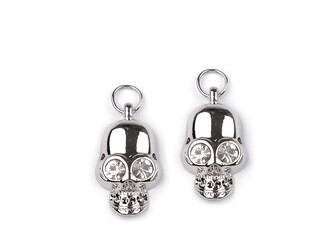 Přívěsek lebka s broušenými kamínky16x29 mm - 42 ks - platina