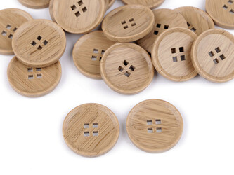 Knoflík imitace dřeva velikost 32", 40", 44" - 50 ks - 5 (44") béžová