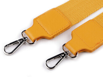 Textilní ucho / popruh na tašku s karabinami šíře 3,8 cm - 1 ks - 7 hořčicová nikl