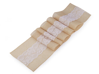 Běhoun / ubrus s krajkou 30x275 cm - 1 ks - 4 přírodní stř.