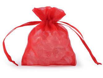 Dárkový pytlík s kovovým leskem 8x10,5 cm organza shine - 10 ks - 7 červená