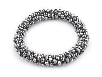 Náramek / gumička z broušených korálků - 1 ks - 8 stříbrná AB