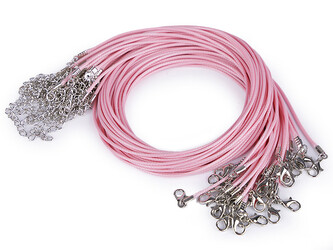 Splétaná šňůrka s karabinkou délka 45 cm - 100 ks - 12 pudrová