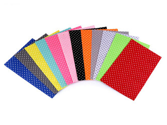 Látková dekorativní plsť / filc s puntíky 20x30 cm - 12 ks - MIX4 viz foto
