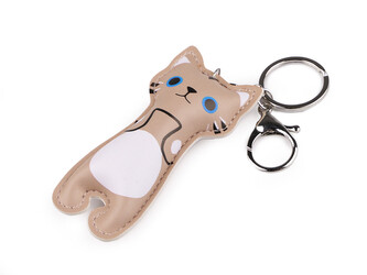 Přívěsek na batoh / klíče kočka - 1 ks - 3 béžová