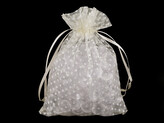 Dárkový pytlík puntíky 13x18 cm organza - 100 ks - 4 krémová světlá