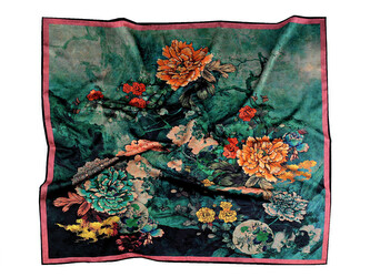 Saténový šátek 70x70 cm - 1 ks - 17 modrozelená