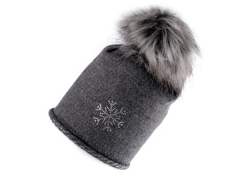 Dámská / dívčí zimní čepice s bambulí Capu - 1 ks - 5 šedá
