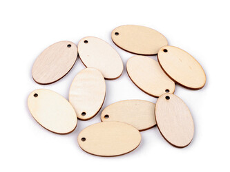 Dřevěná cedulka / štítek k domalování srdce, ovál - 50 ks - 2 přírodní sv. ovál