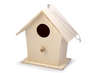 Dřevěná ptačí budka k domalování - 1 ks - přírodní sv.