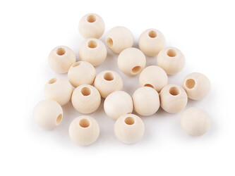 Dřevěné korálky nelakované Ø18 mm - 600 ks - přírodní sv.
