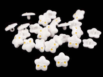 Knoflík dětský velikost 24" hvězda - 25 ks - 1 bílá