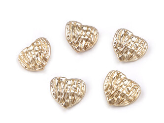 Kovový knoflík tepané srdce velikost 28" - 5 ks - 2 zlatá klasik