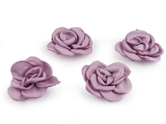 Saténový květ růže k našití a nalepení Ø5 cm - 10 ks - 4 starorůžová