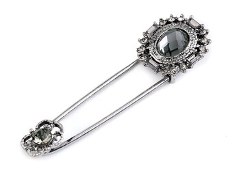 Brož s broušenými kamínky na spínacím špendlíku - 1 ks - black diamond