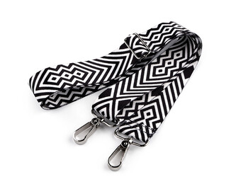 Textilní ucho / popruh na tašku s karabinami šíře 3,8 cm - 1 ks - 41 černá bílá