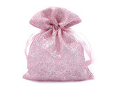 Dárkový pytlík 10x13 cm organza s glitry - 10 ks - 4 pudrová