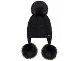 Dětská / dívčí zimní čepice s bambulemi - 1 ks - 5 černá