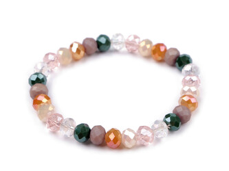 Náramek pružný z broušených korálků - 1 ks - 1 pudrová