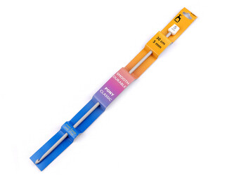 Háček na tuniské háčkování vel. 3,5; 4; 5 Pony - 1 ks - 5 mm stříbrná