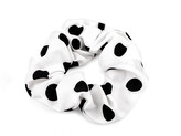 Gumička scrunchie do vlasů, s puntíky - 20 ks - 5 bílá