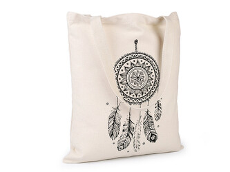 Textilní taška bavlněná 34x39 cm lapač snů - 1 ks - 1 režná světlá