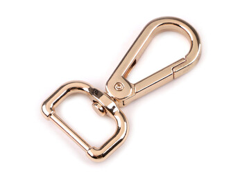 Kovová karabina s obrtlíkem průvlek 20 mm - 20 ks - 6 růžové zlato