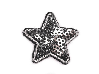 Nažehlovačka hvězda s flitry - 10 ks - 12 stříbrná