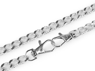 Řetízek na kabelky s reliéfem, s karabinou, délka 120 cm - 20 ks - 1 nikl